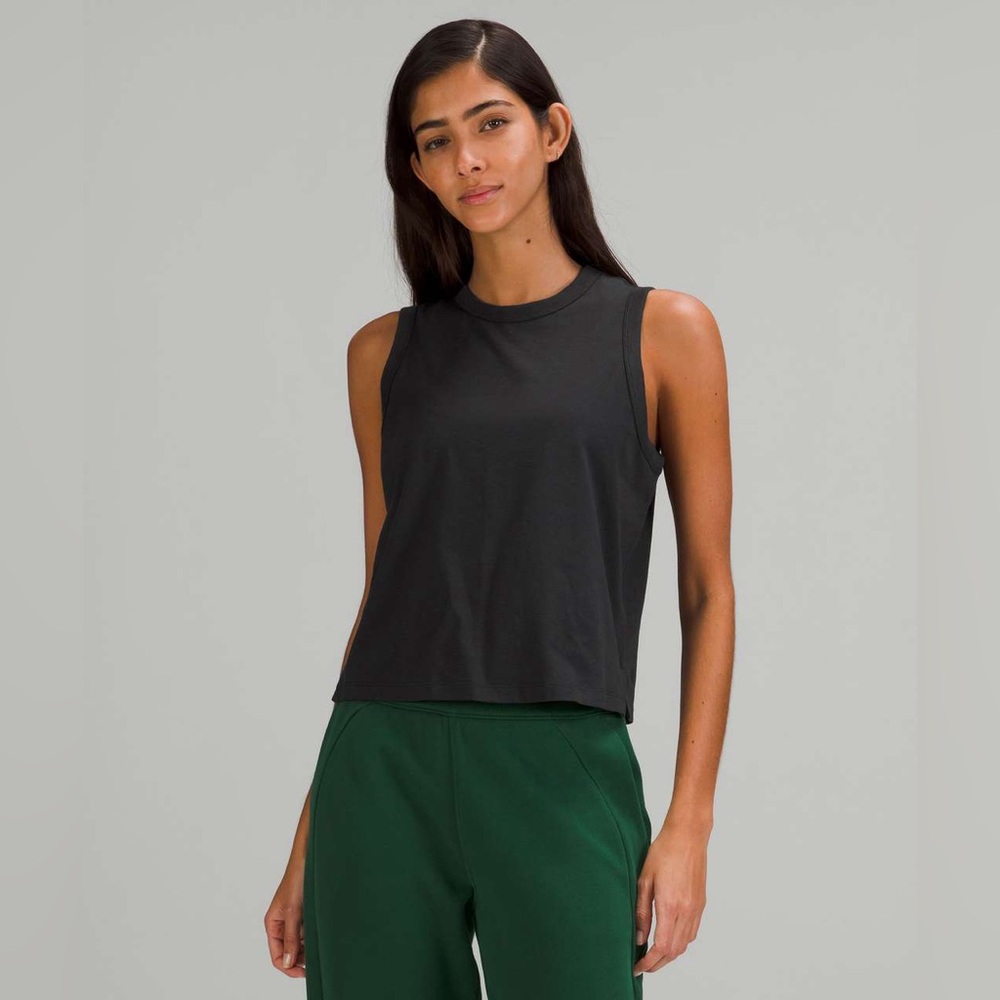 NWT Lululemon Classic-Fit Cotton-Blend Tank Top Black W1DGZS Size 14